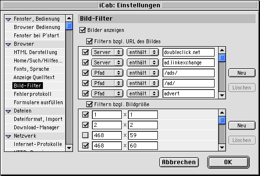 Pr&eacute;f&eacute;rences: filtrage d'images